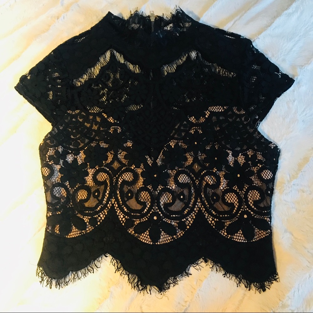BNWT Mendocino Black Lace Crop Top!